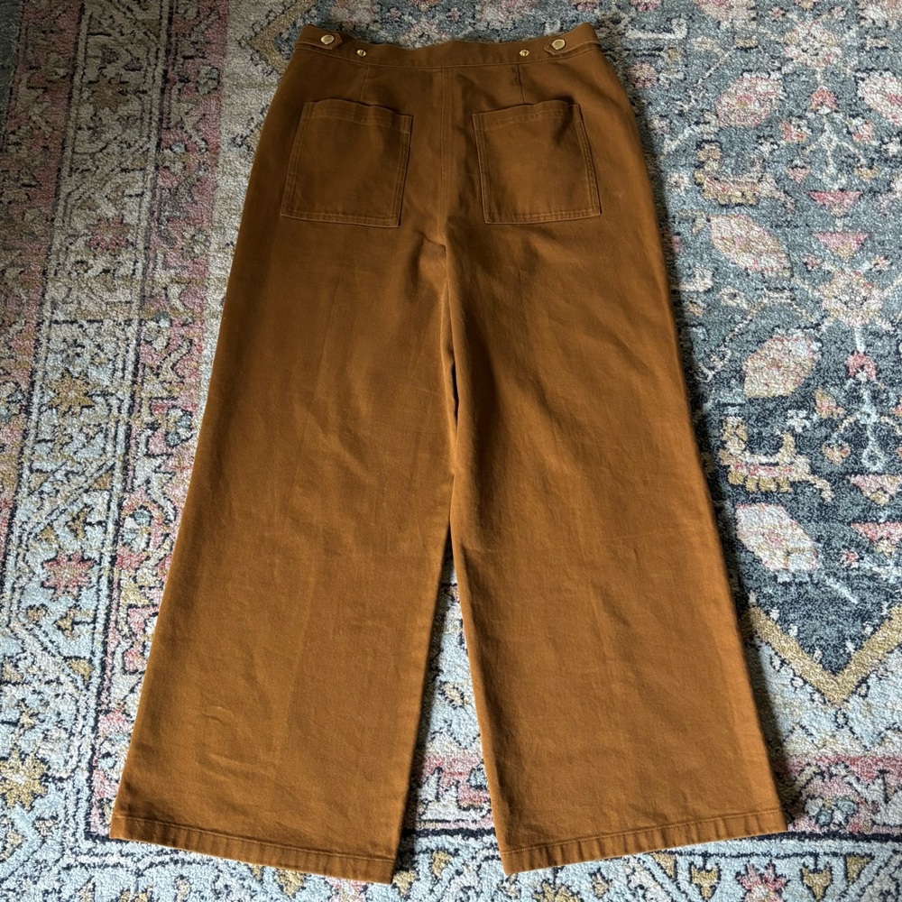 Barbour Allerston Trouser Wide Leg Pants in Gold Brown Sz 8 - Picture 11 of 13